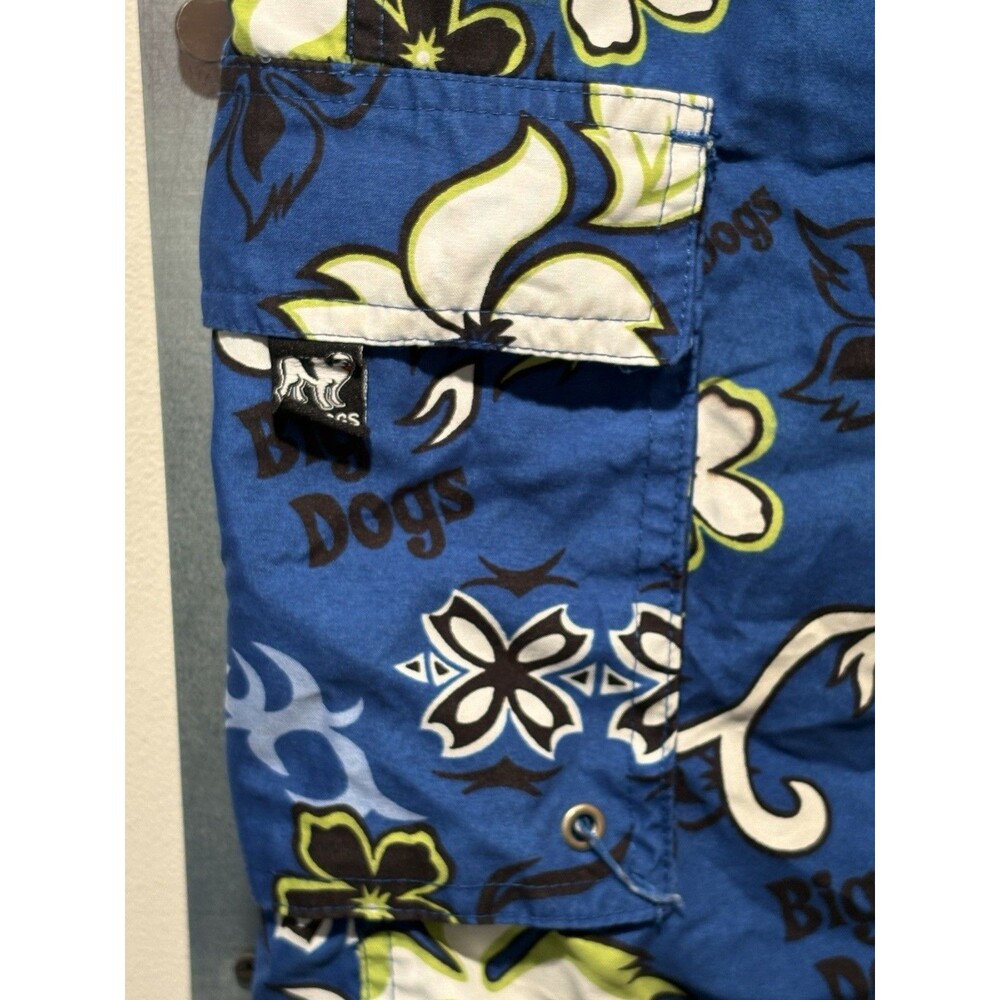 Big Dogs Mens Hawaiian Floral Print Blue Swim Trunk Board Shorts Size 2X - Picture 6 of 16